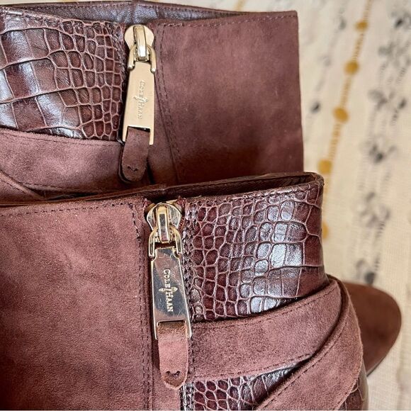 Cole Haan Women’s Brown Ankle Booties Size 8 Suede Holiday Fall Winter - Picture 7 of 14